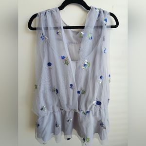 Eva Franco Bluebell Top Sequin Embroidery